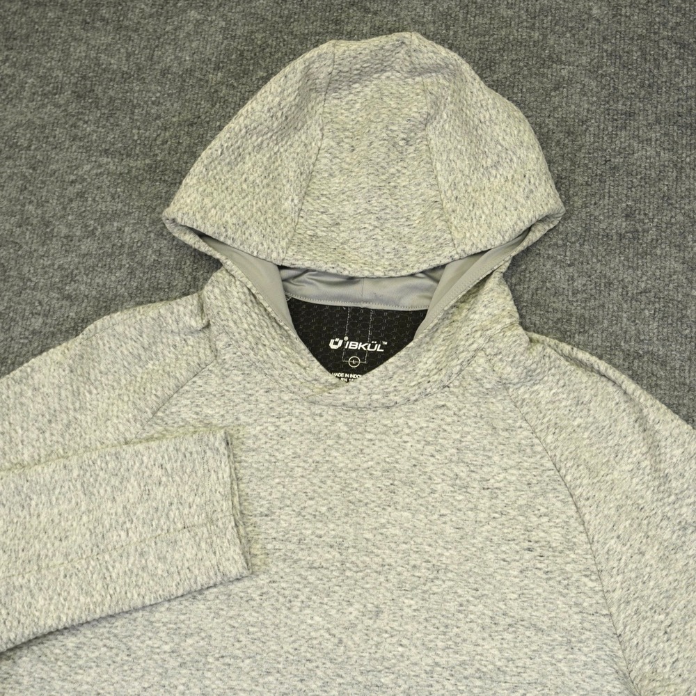 IBKUL Hoodie Popcorn Stitch Mens Large Grey Textured Performance Pullover - Picture 2 of 10